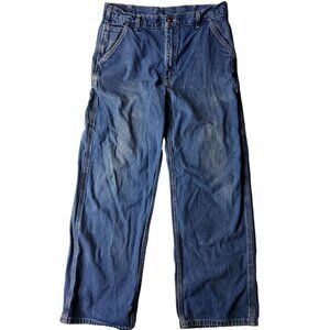 vintage carhartt mens straight leg blue denim 36"W x 31"L work jeans